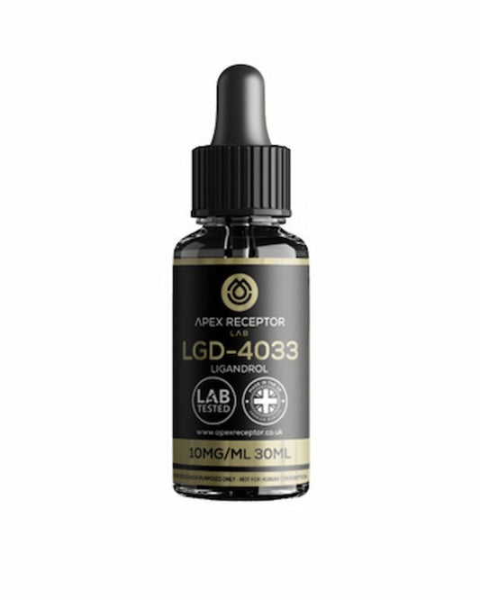 Bottle of Apex Receptor Labs LGD-4033 on a white background