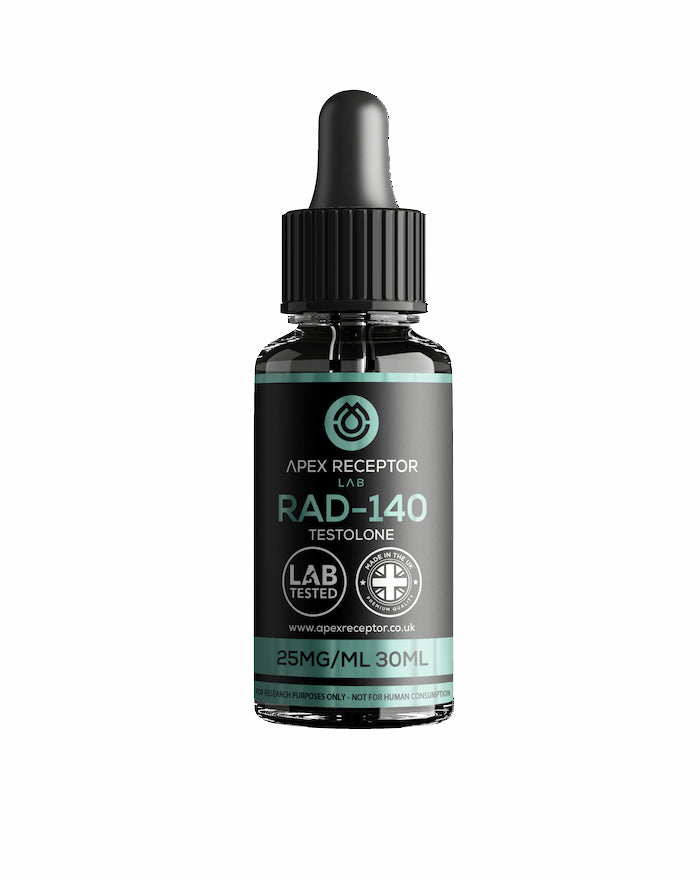 Bottle of Apex Receptor RAD-140 Testolone on a white background