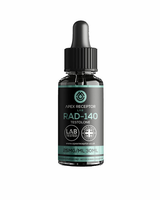 Bottle of Apex Receptor RAD-140 Testolone on a white background