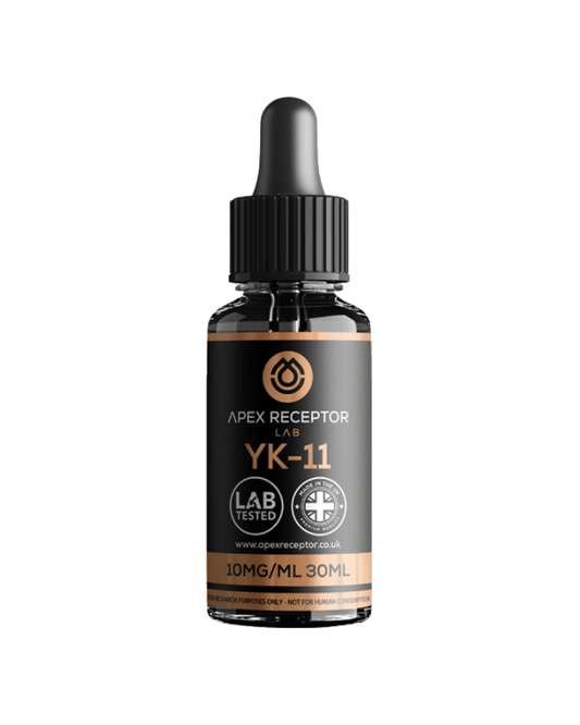 Bottle of Apex Receptor Lab YK-11 on a white background